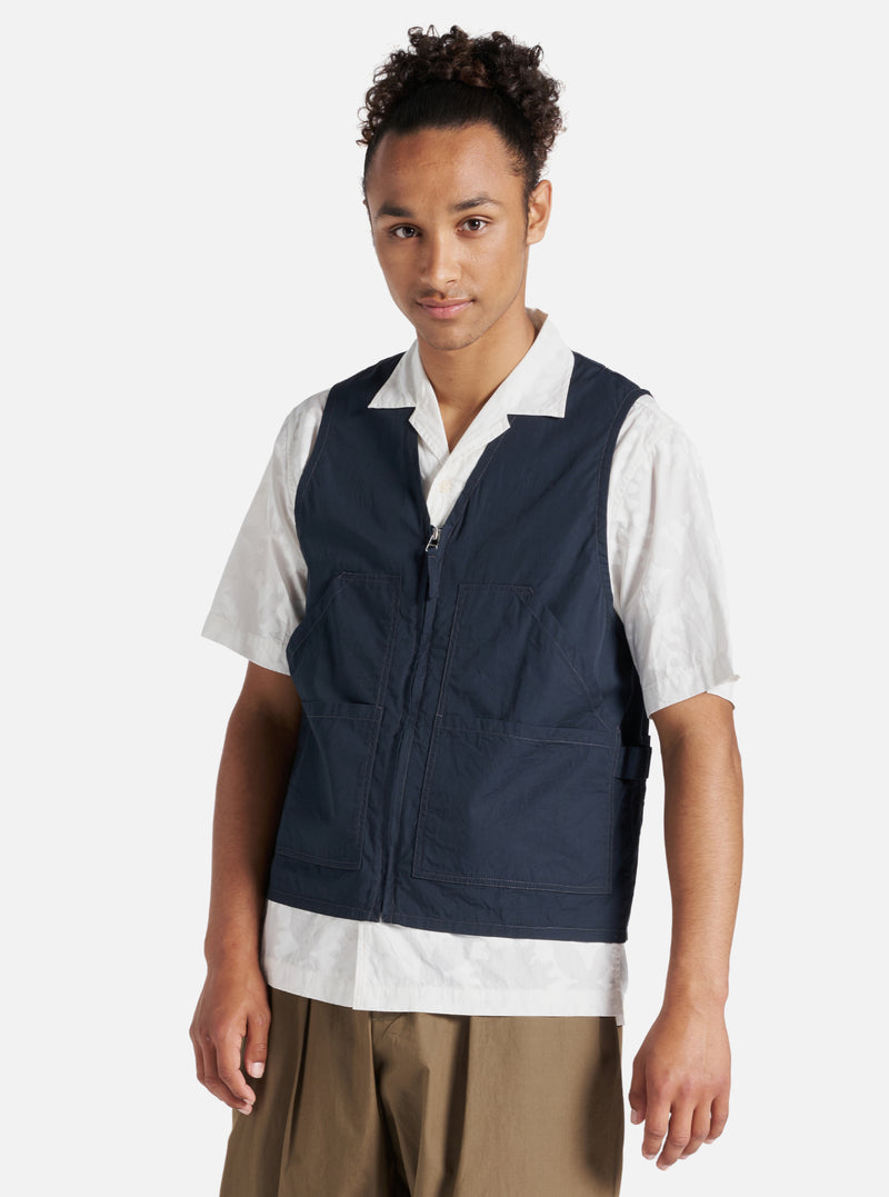 Universal Works Painters Gilet in Navy Broad Cloth