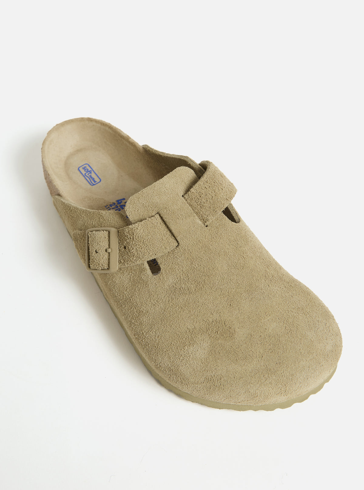 Birkenstock Boston Soft Foot Bed in Faded Khaki Suede