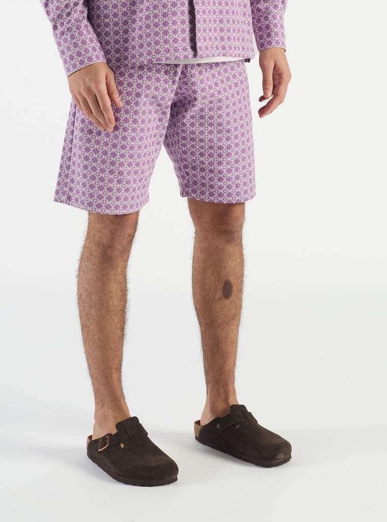 Universal Works Lumber Short in Lilac Tile 2 Cotton