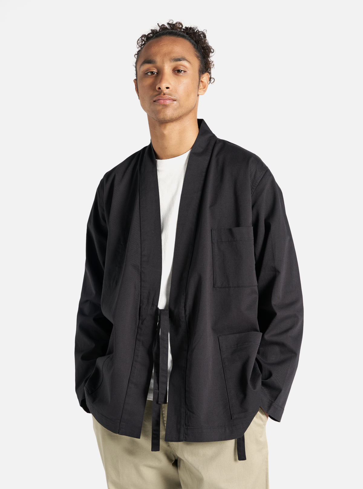 Universal Works Kyoto Work Jacket in Black Twill