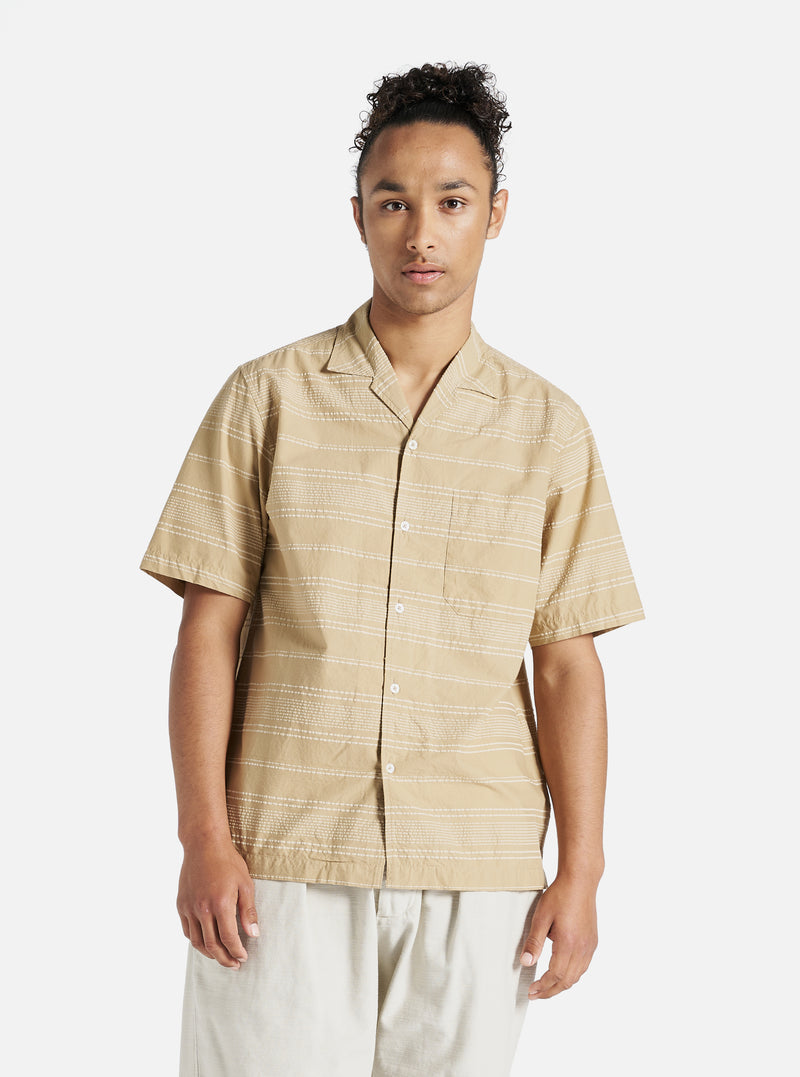 Universal Works Minari Shirt in Sand Textured Stripe