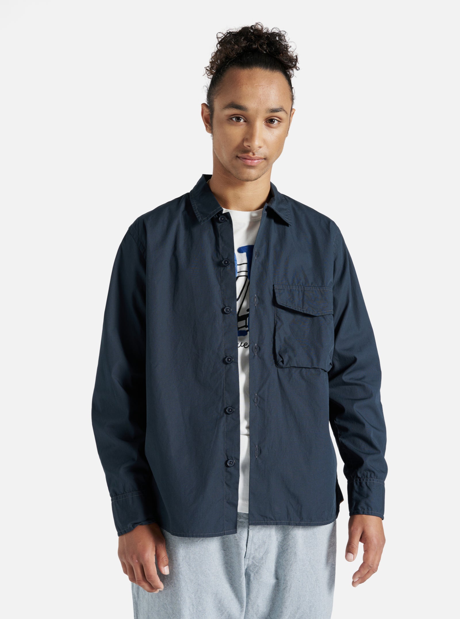 Universal Works Field Shirt in Navy Broad Cloth