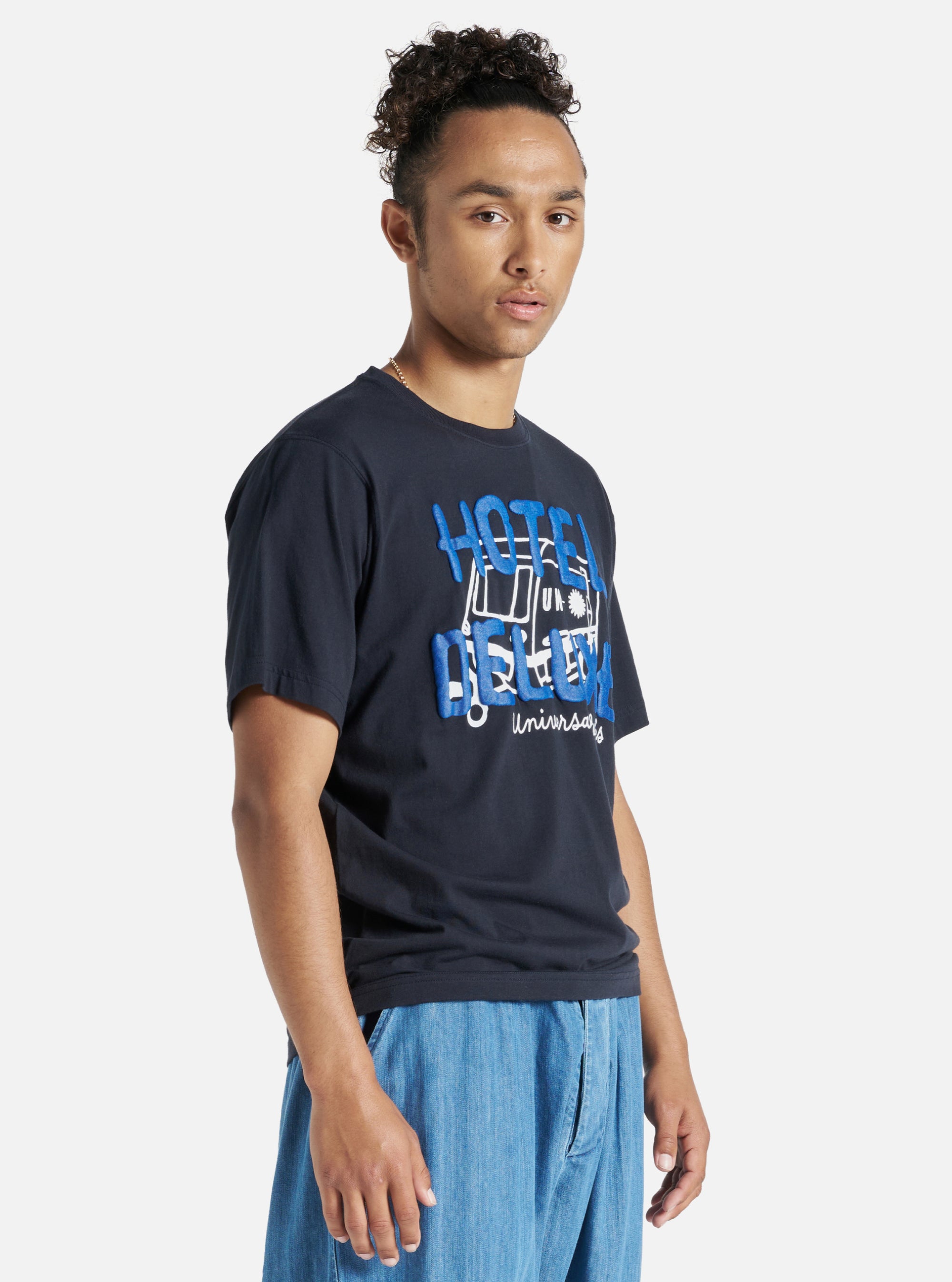 Navy Hotel Deluxe' Single Jersey Print Tee