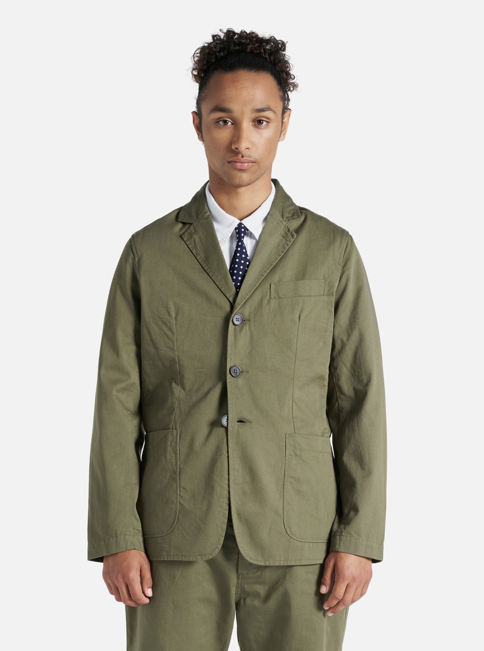 Universal Works London Jacket in Light Olive Twill