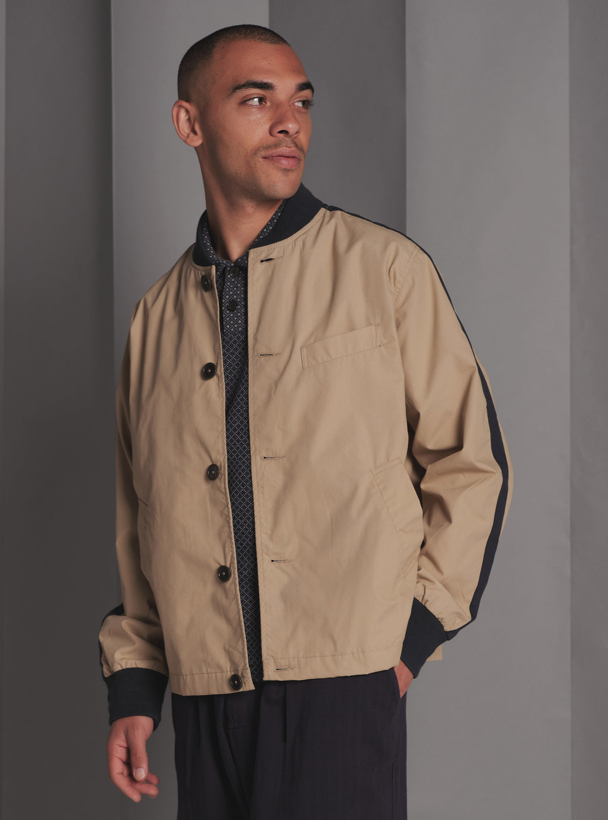 Universal Works Newark Jacket in Sand Recycled Polytech