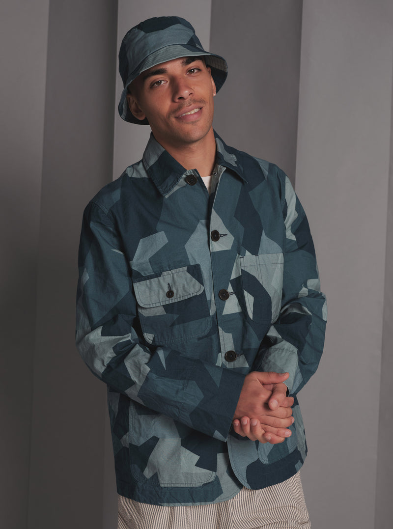 Universal Works Merchant Jacket in Blue Swedish Camo