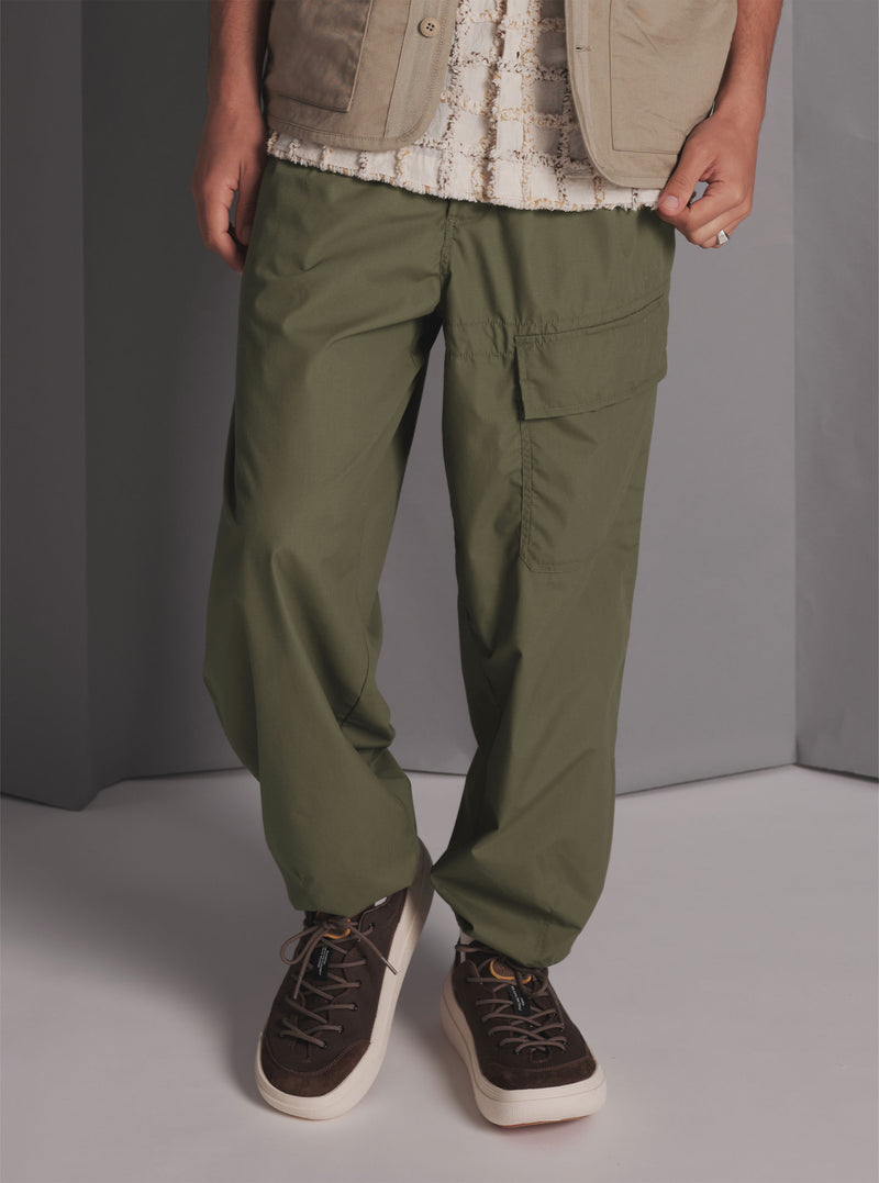 Universal Works Loose Pilot Trouser in Olive Recycled Polytech