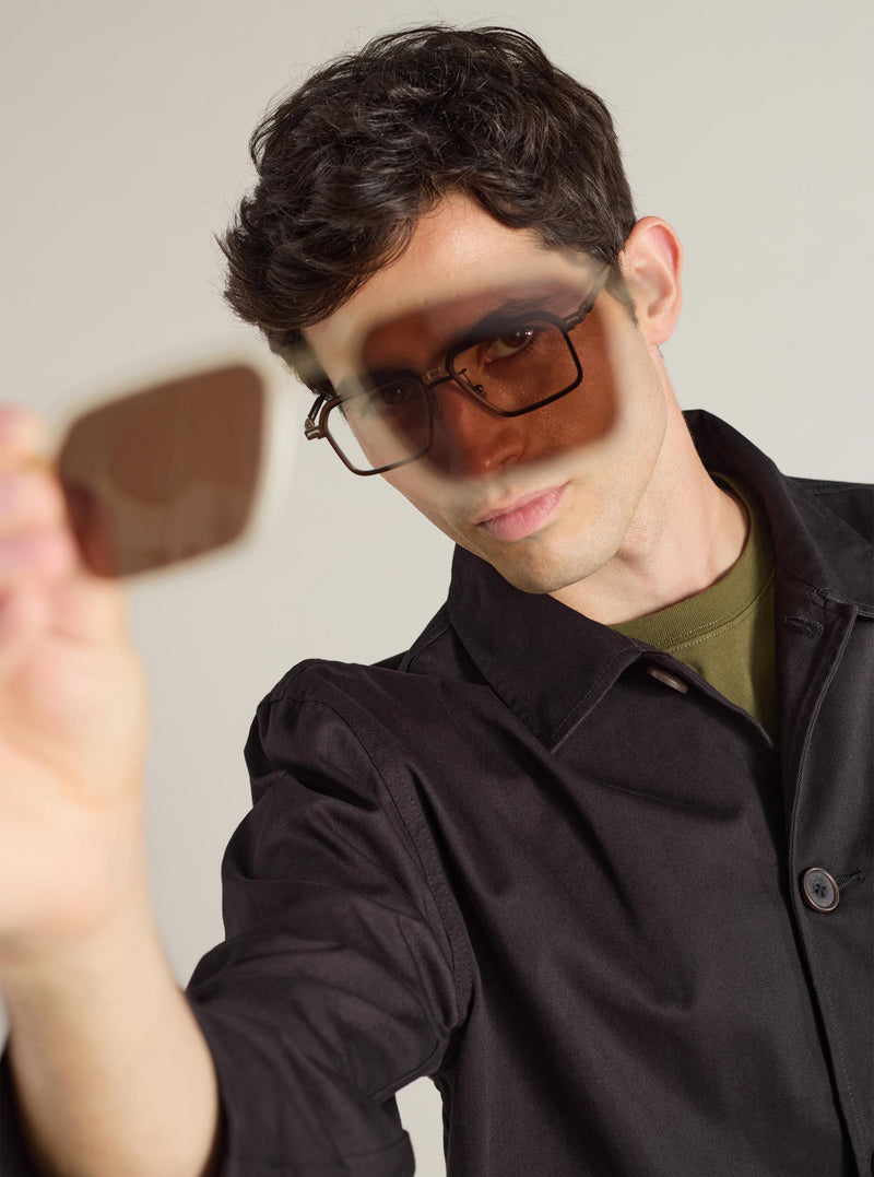 A. SOCIETY x Universal Works Brown/Honey Kowloon Eyewear