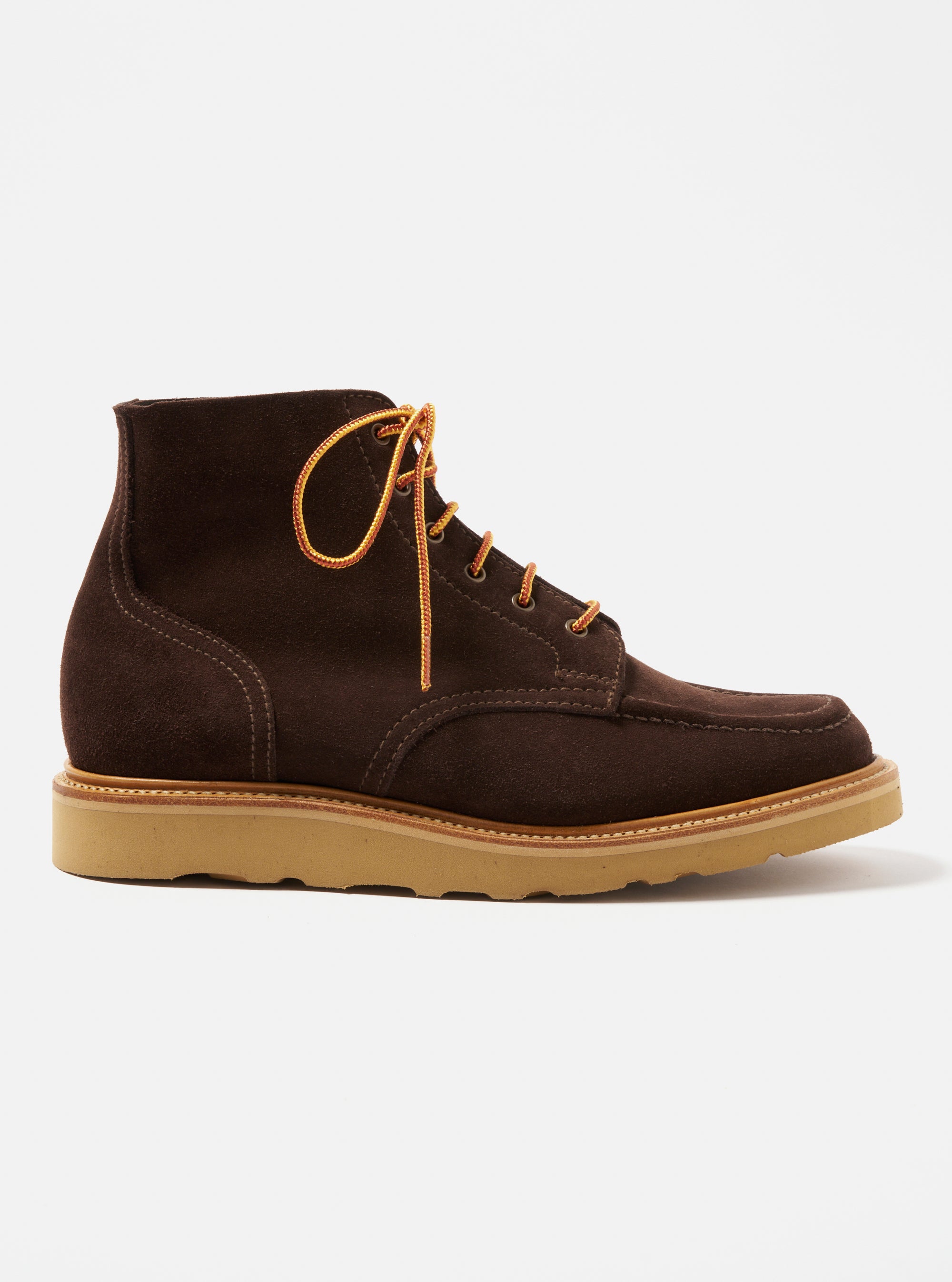 Universal Works x Sanders Wilson Derby Boot in Mocha Reverse Suede