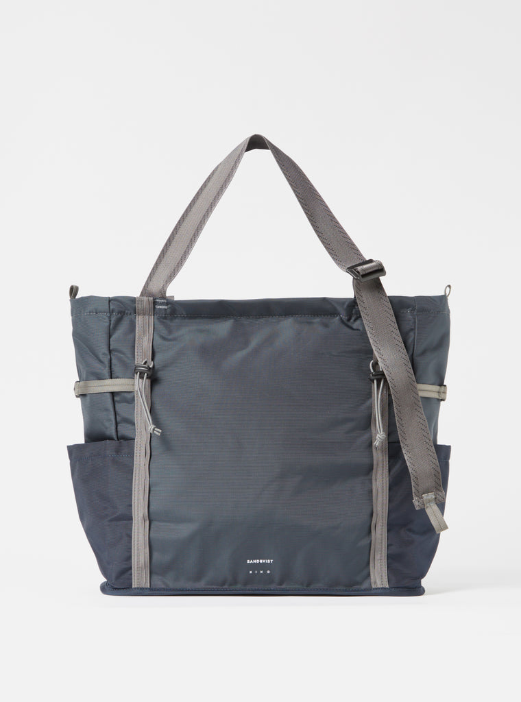 Sandqvist River Hike Tote Bag in Multi Steel/Blue/Navy Recycled Nylon