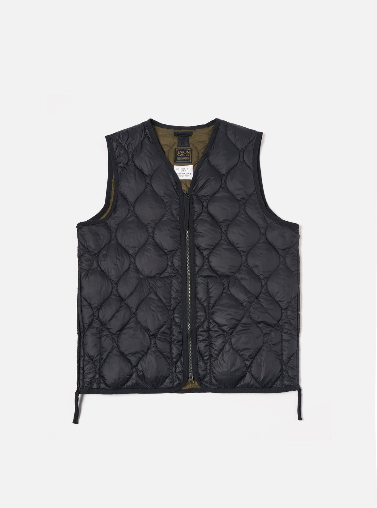 Taion V-Neck Down Vest in Black Soft-Shell Nylon