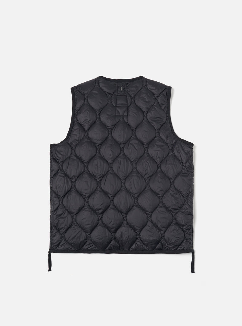 Taion V-Neck Down Vest in Black Soft-Shell Nylon