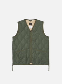 Taion Military V-Neck Down Vest in Olive Ripstop