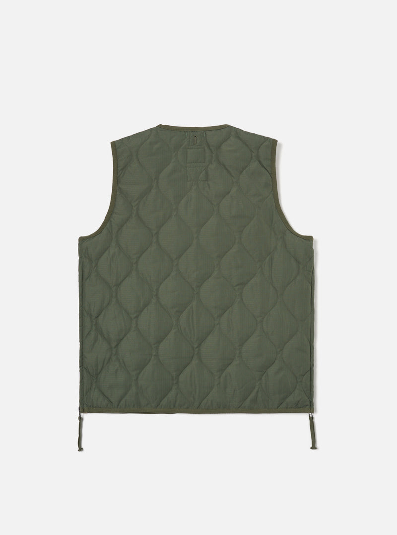 Taion Military V-Neck Down Vest in Olive Ripstop