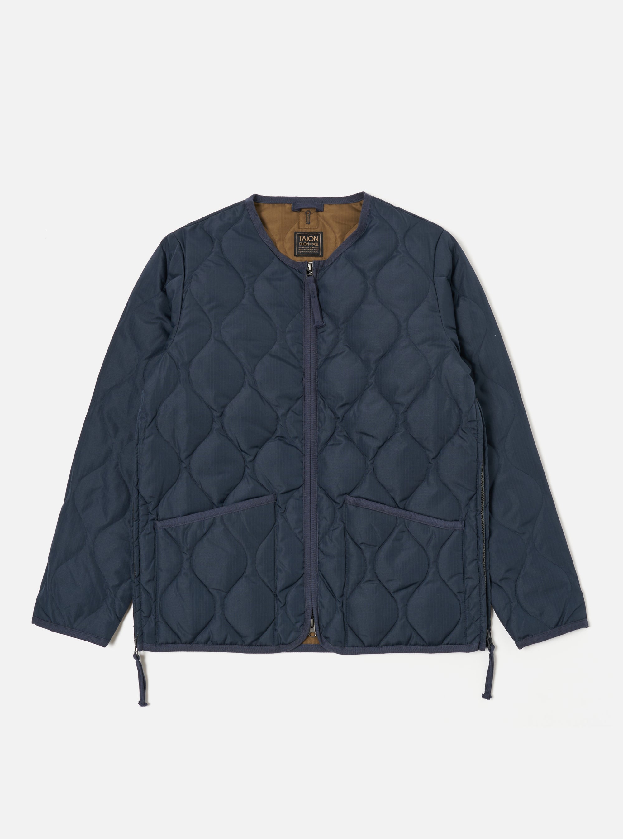 Taion Crew Neck Down Jacket in Dark Navy Ripstop