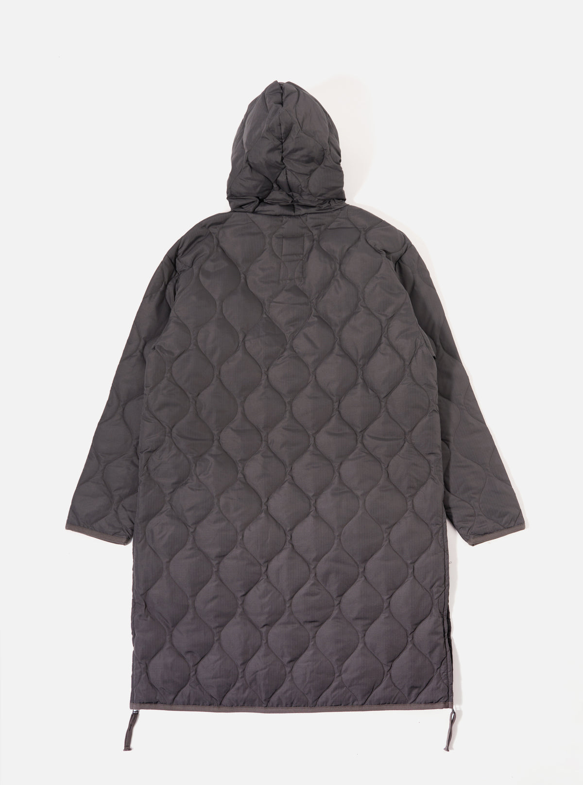 Taion Military Hood Long Down Jacket in Charcoal Ripstop