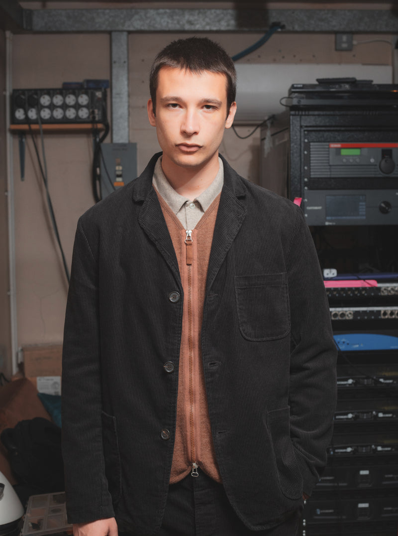 Universal Works Three Button Jacket in Licorice Cord