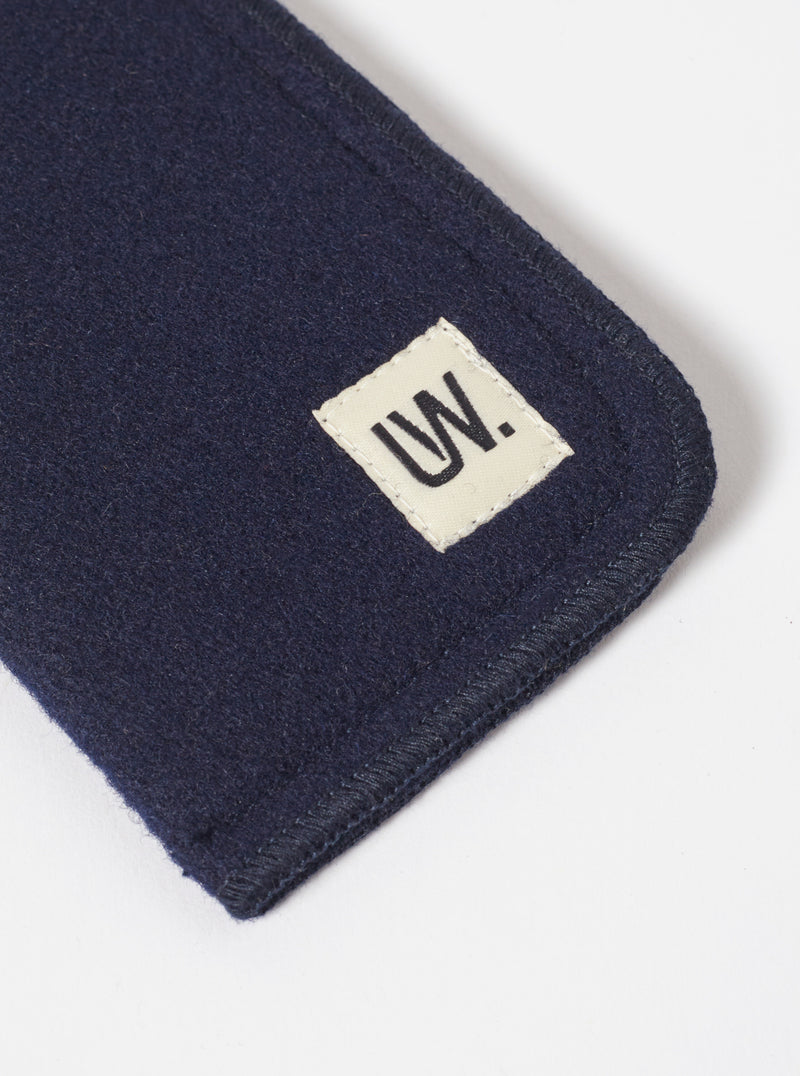 Universal Works Glasses Case in Navy Melton Small