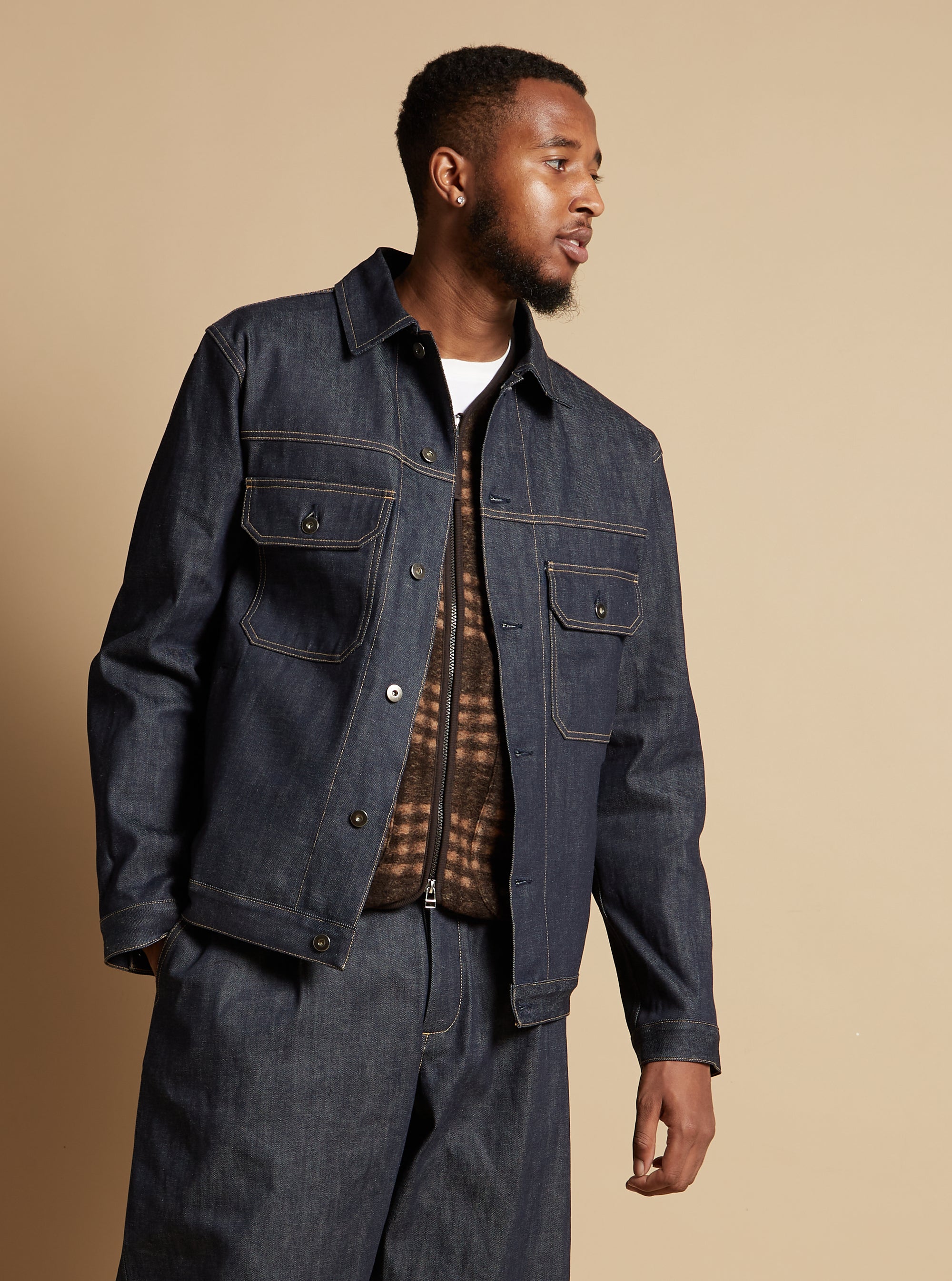 Universal Works Trucker Jacket in Indigo 13oz Selvedge Denim