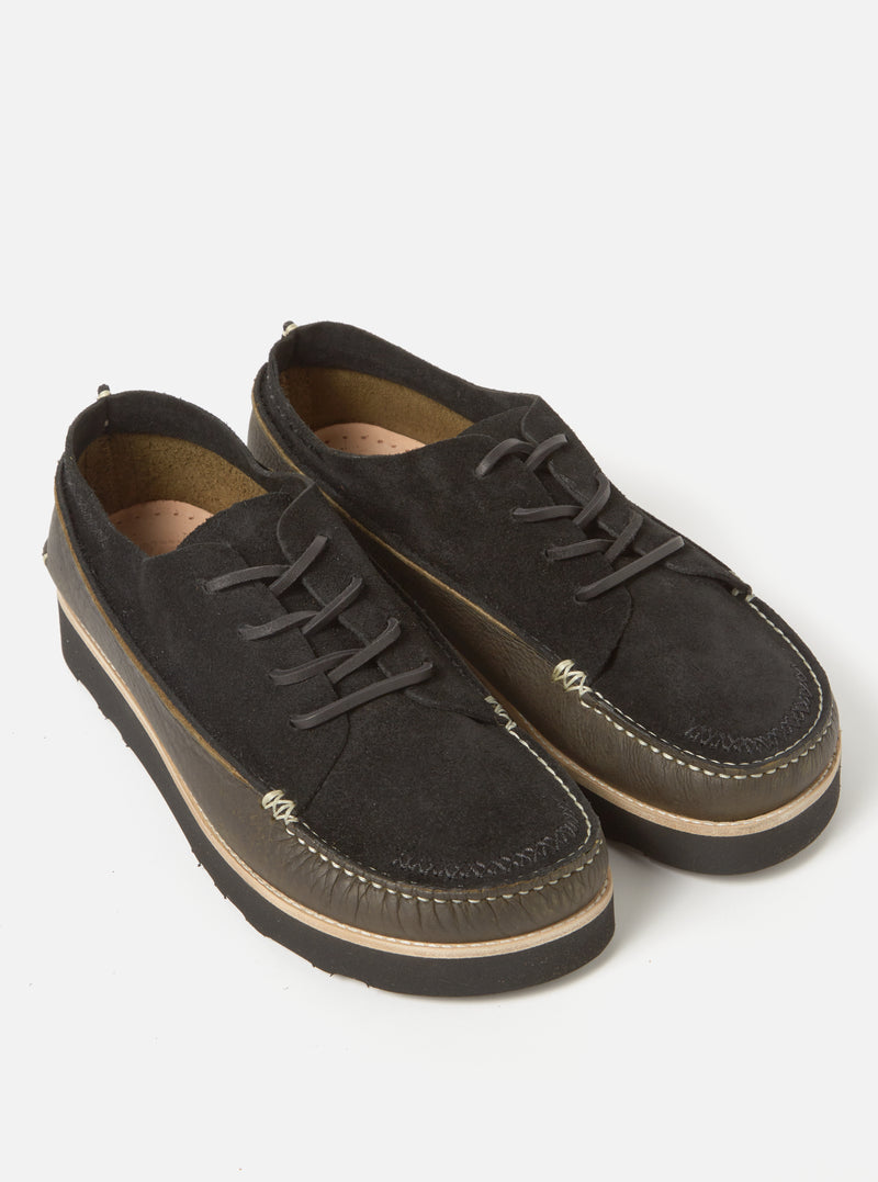 Yogi x Universal Works Finn in Black/Khaki Suede/Tumbled Leather