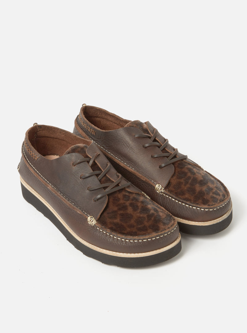 Yogi x Universal Works Finn in Dark Brown/Leopard Tumbled/Fur Leather