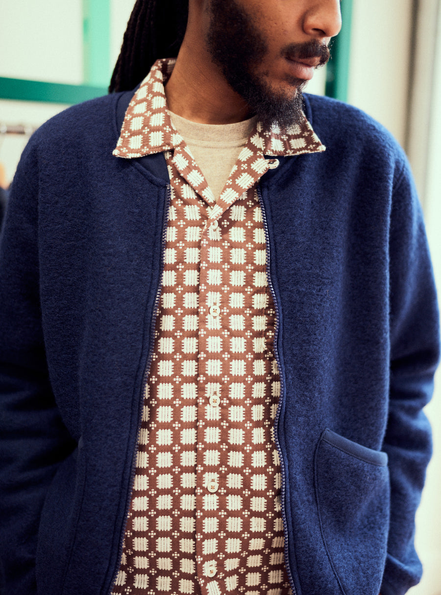 Universal Works L/S Camp Shirt in Sand Delos 8 Cotton