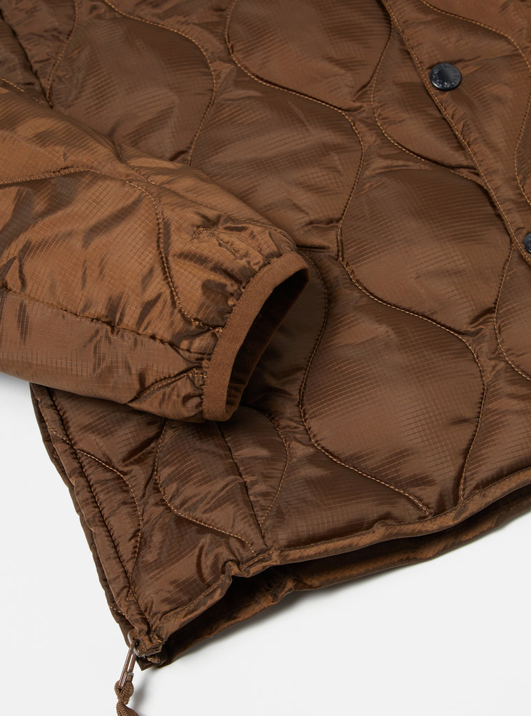 Taion by F/CE. Packable Inner Down Jacket in Brown Nylon Ripstop/Duck Down