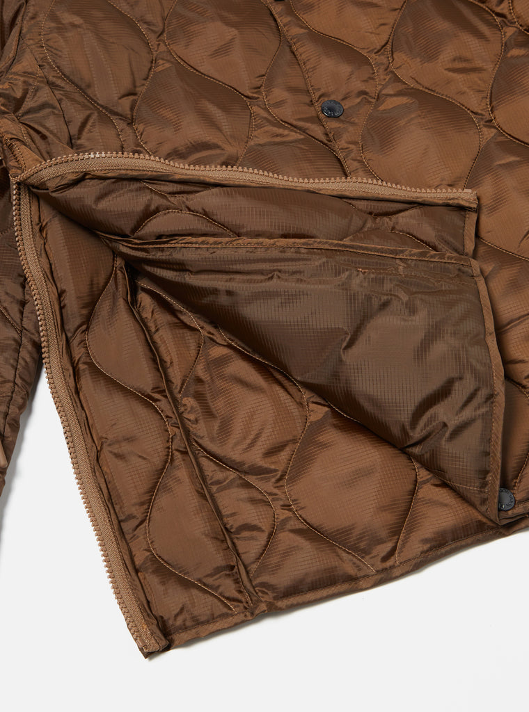 Taion by F/CE. Packable Inner Down Jacket in Brown Nylon Ripstop/Duck Down