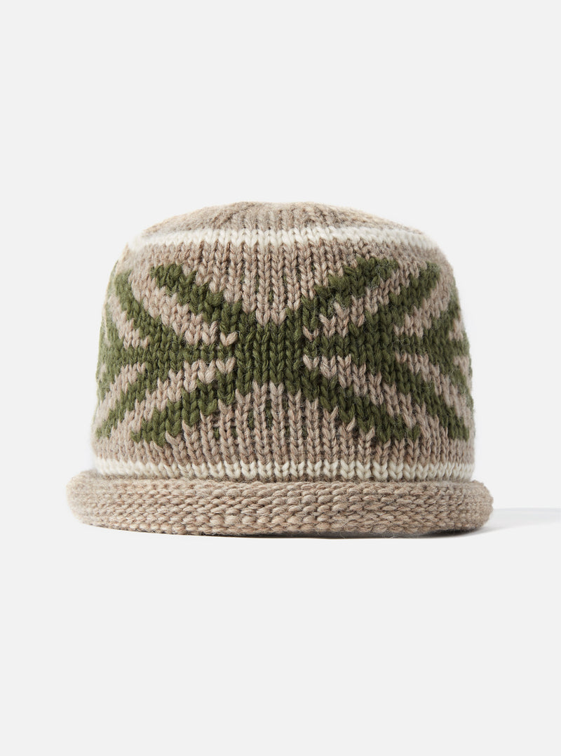 cableami® Watch Cap in Beige Wool Jacquard