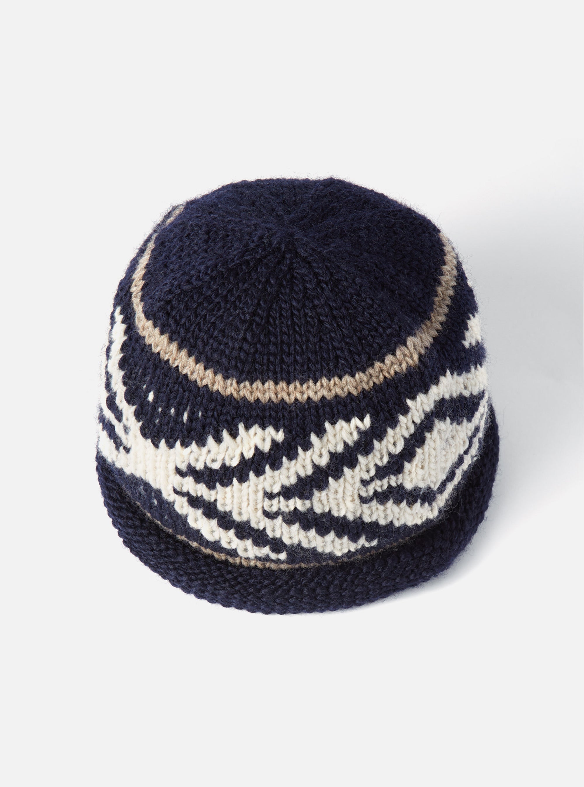 cableami® Watch Cap in Navy Wool Jacquard