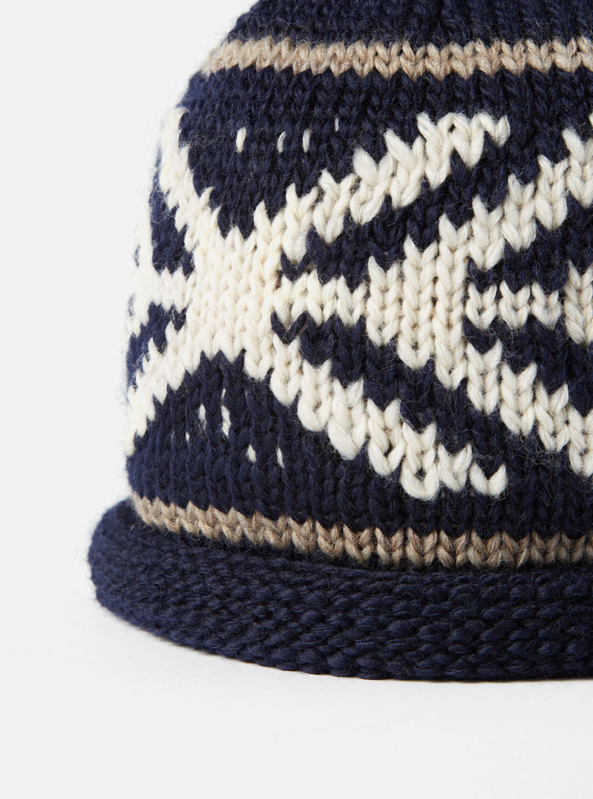 cableami® Watch Cap in Navy Wool Jacquard