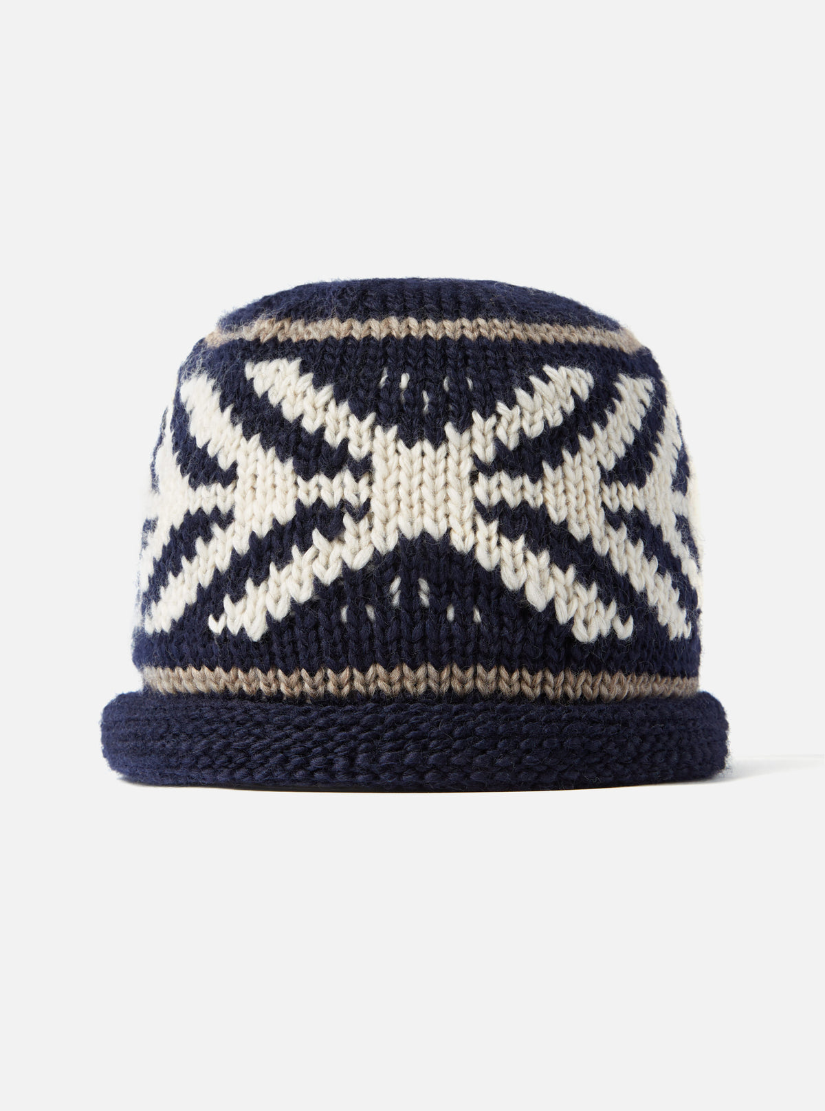 cableami® Watch Cap in Navy Wool Jacquard