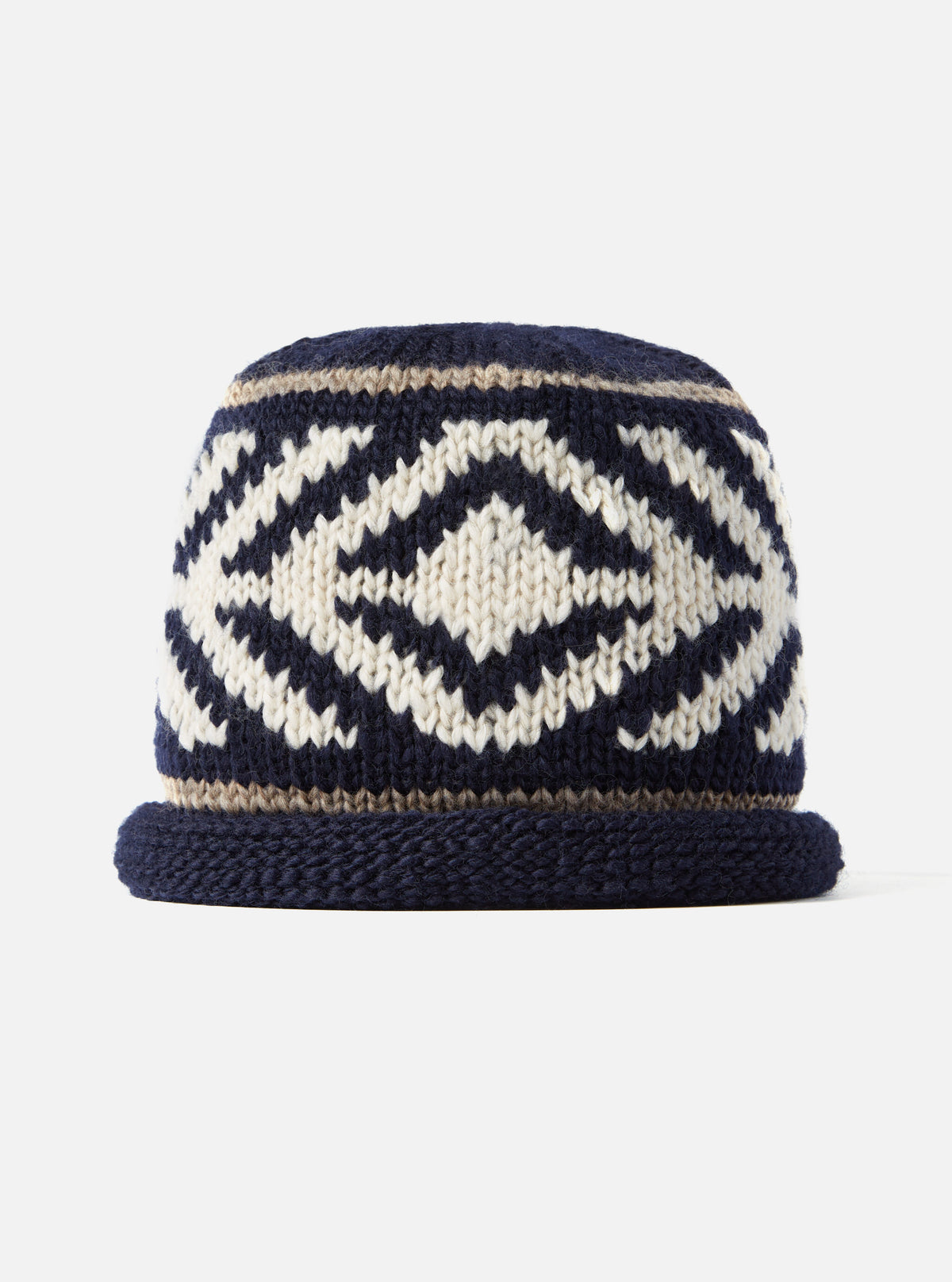 cableami® Watch Cap in Navy Wool Jacquard