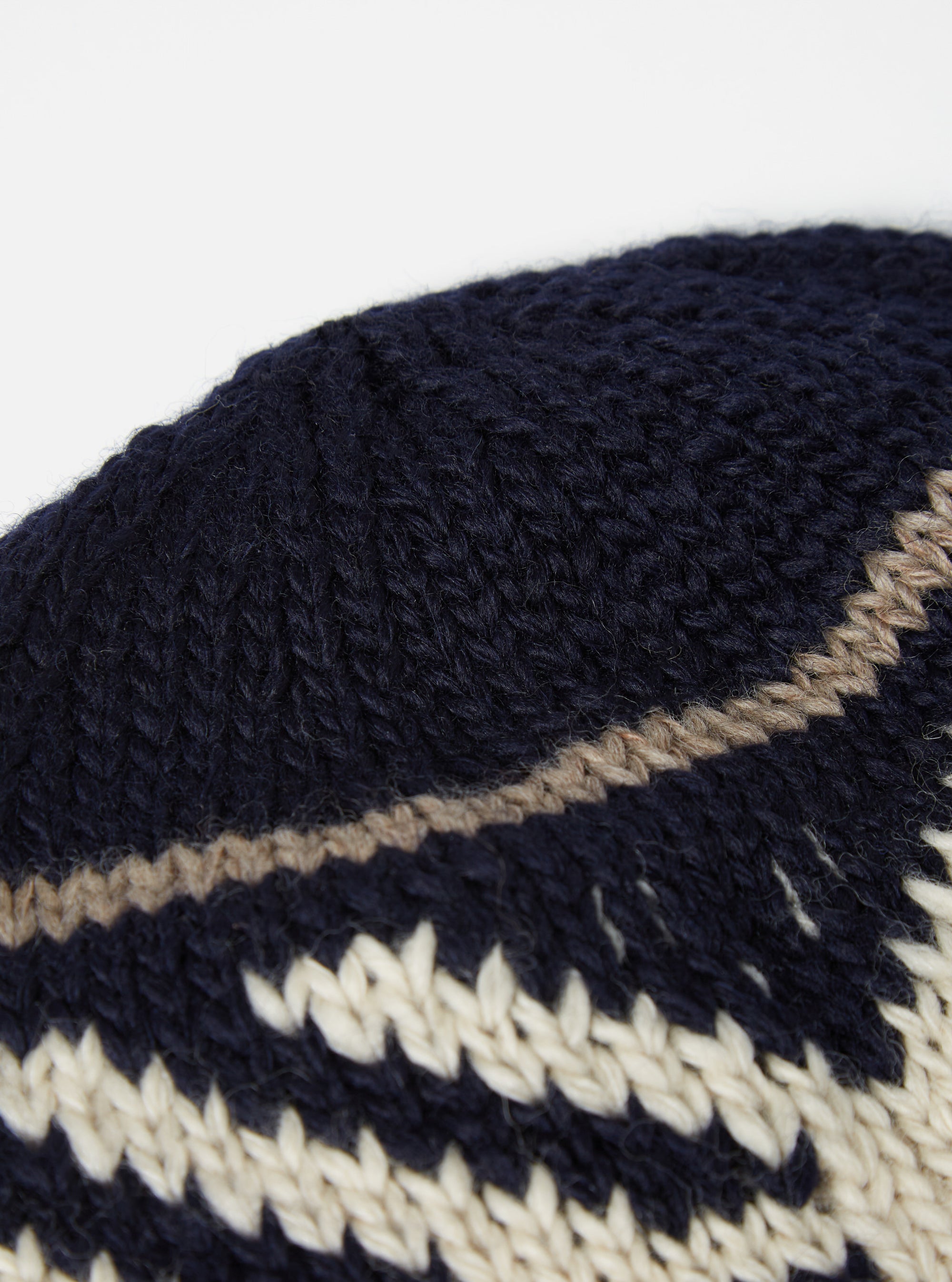 cableami® Watch Cap in Navy Wool Jacquard