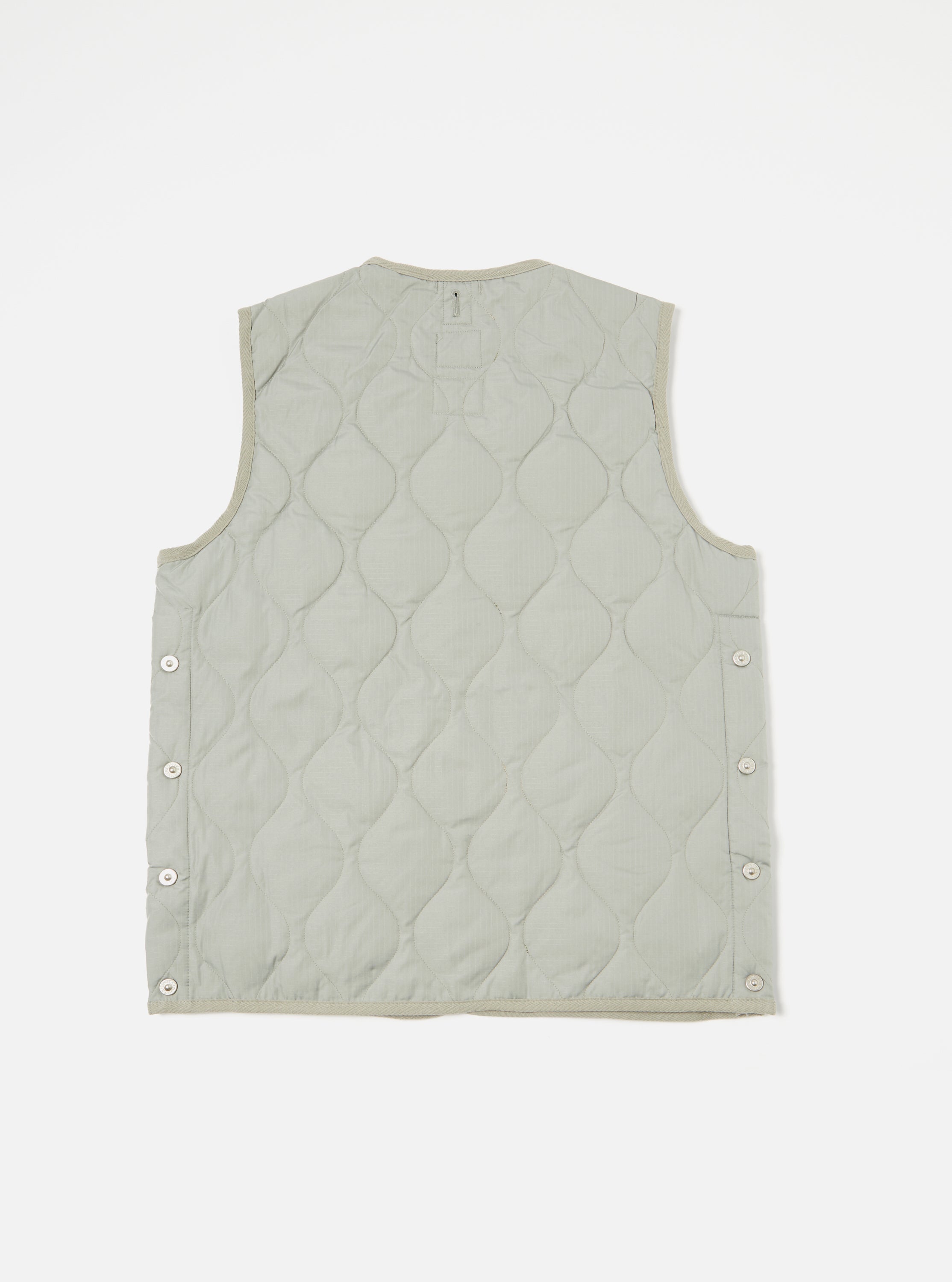 Taion Military Crew Neck Down Vest in Sage Green Ripstop