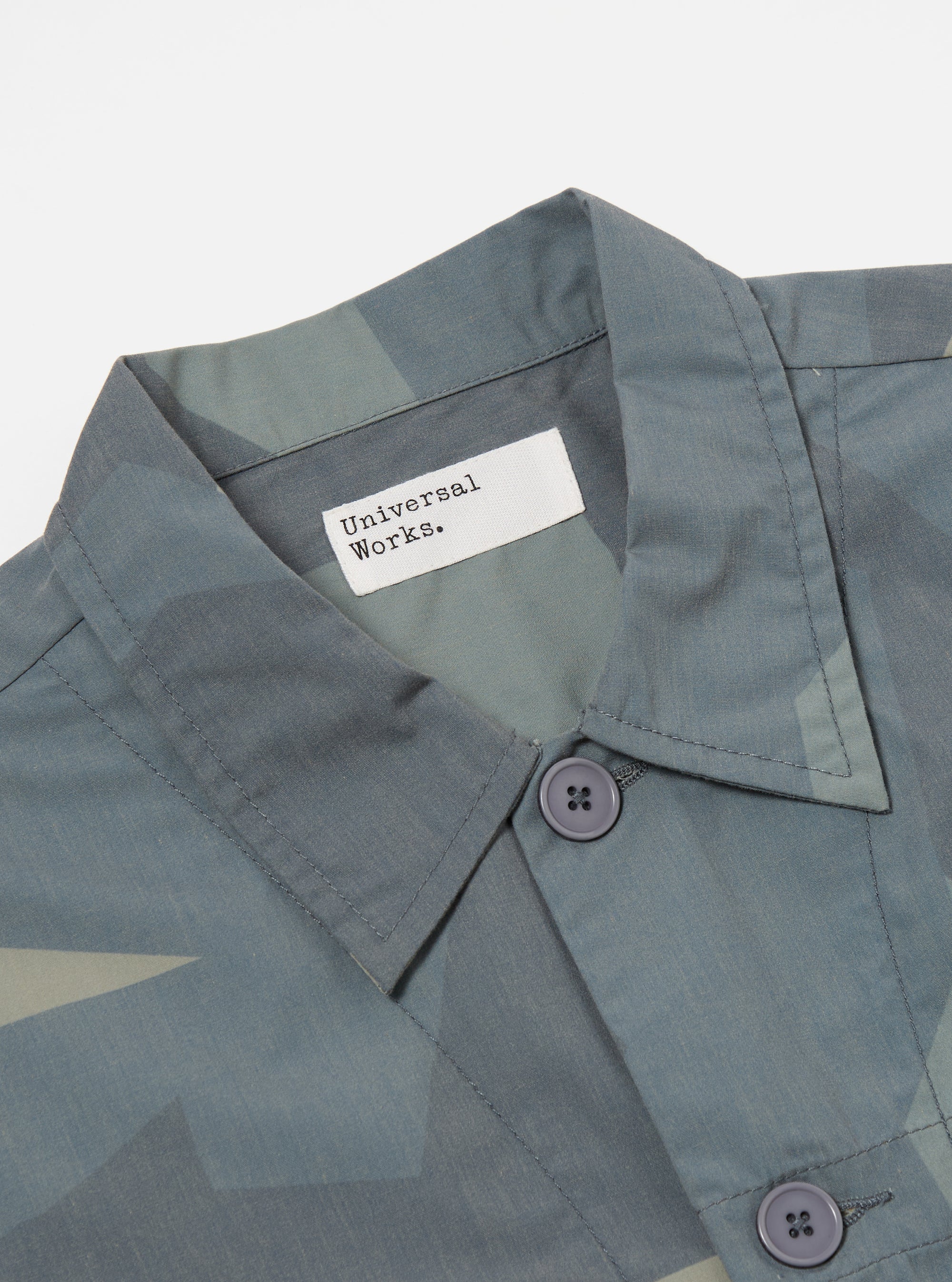 master-piece x Universal Works Tech Overshirt in Blue Camo Printed Recycled Polytech