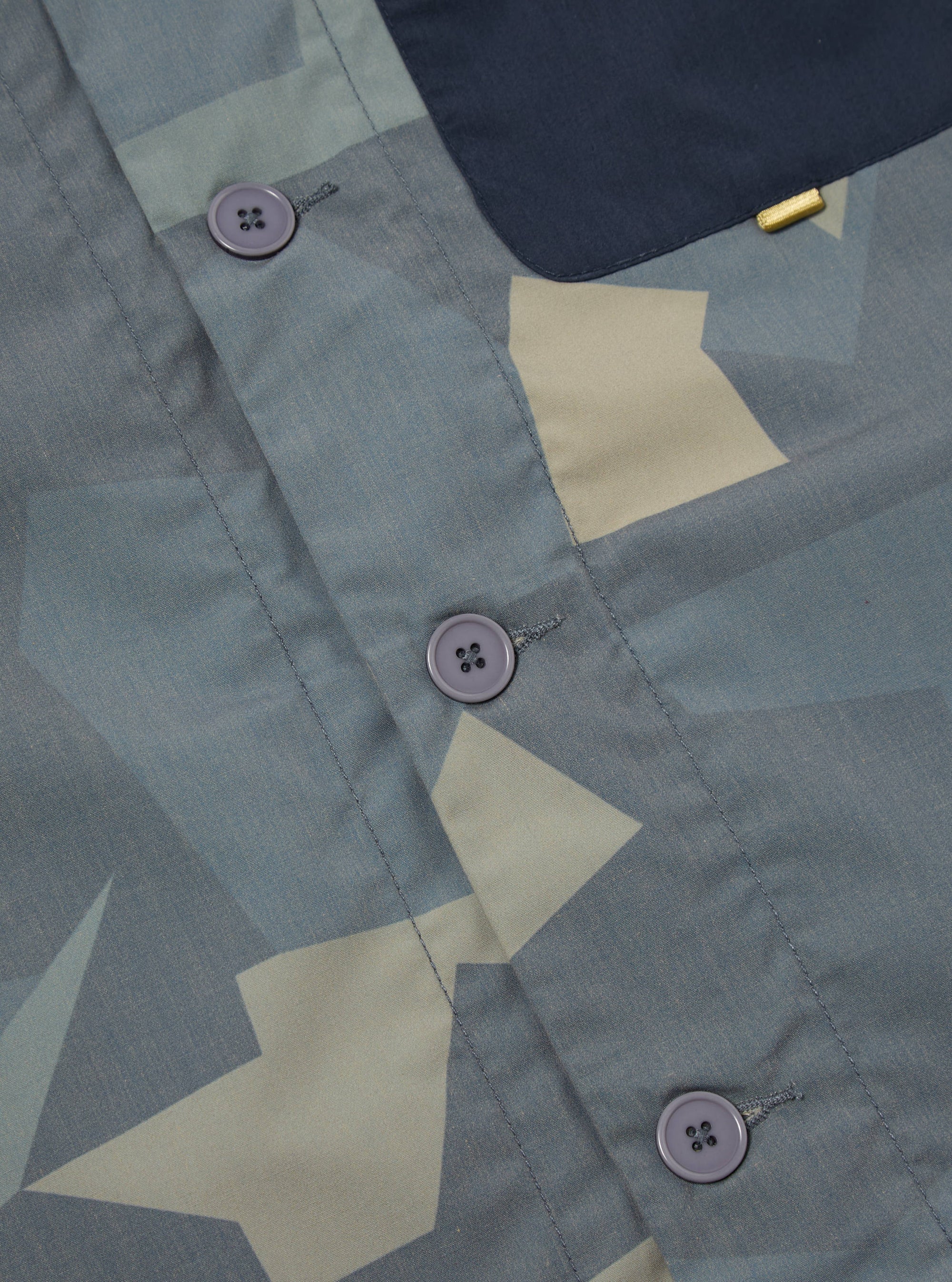 master-piece x Universal Works Tech Overshirt in Blue Camo Printed Recycled Polytech