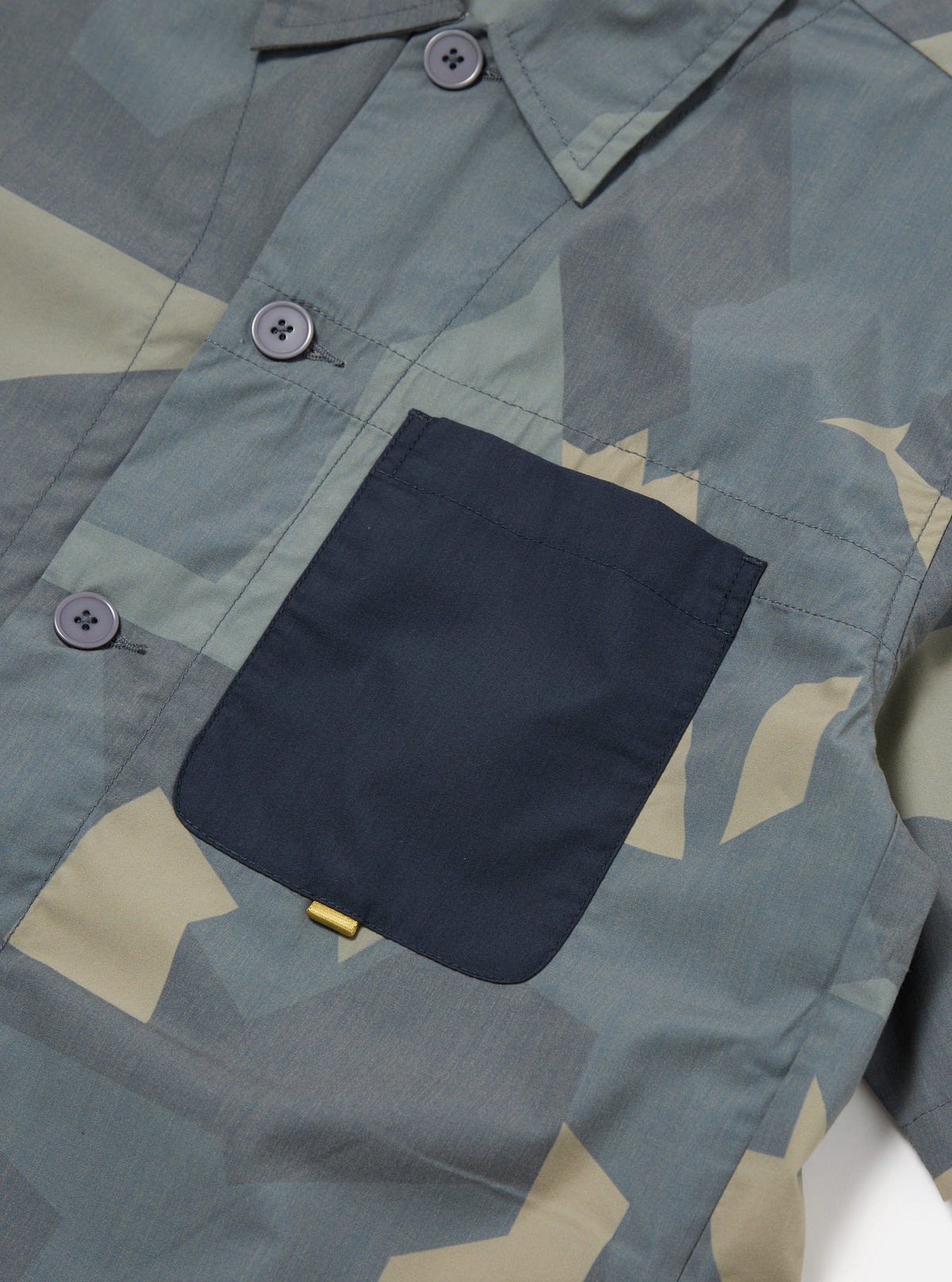 master-piece x Universal Works Tech Overshirt in Blue Camo Printed Recycled Polytech