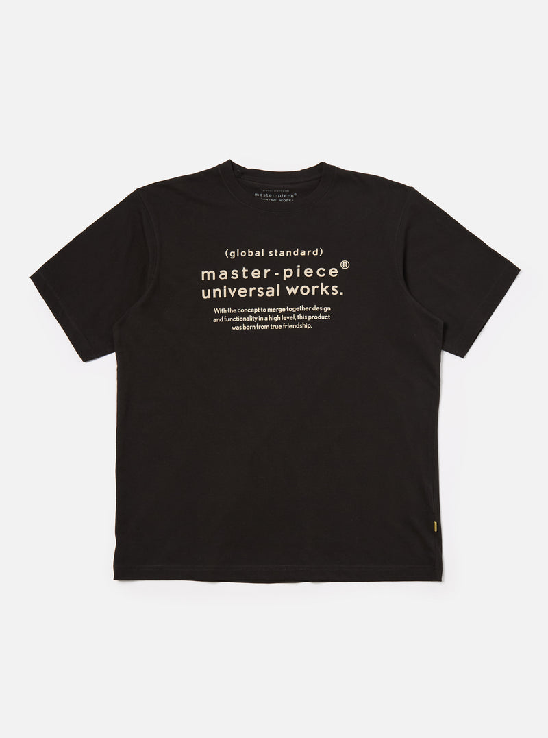 master-piece x Universal Works Print Tee in Black Single Jersey