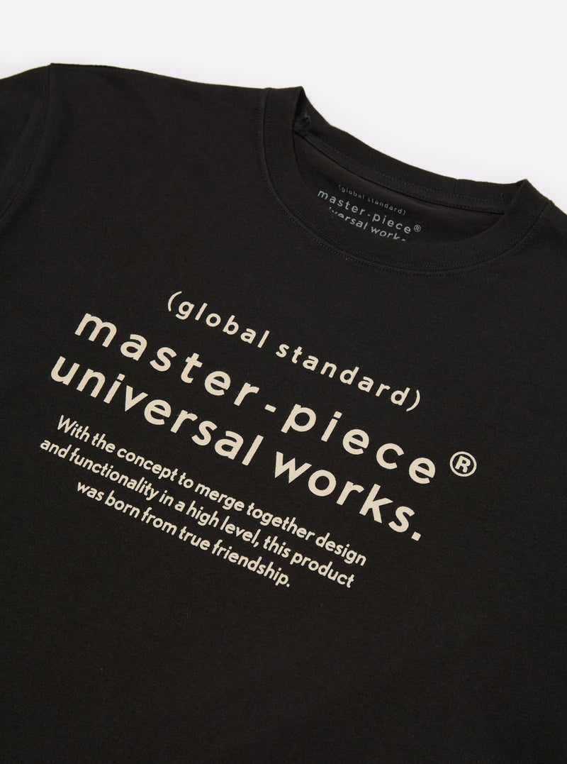 master-piece x Universal Works Print Tee in Black Single Jersey