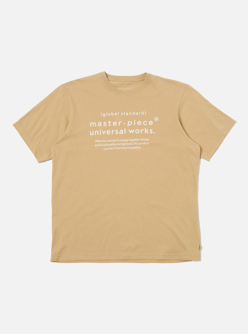 master-piece x Universal Works Print Tee in Dark Sand Single Jersey