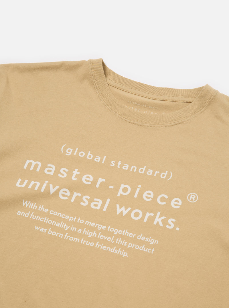 master-piece x Universal Works Print Tee in Dark Sand Single Jersey