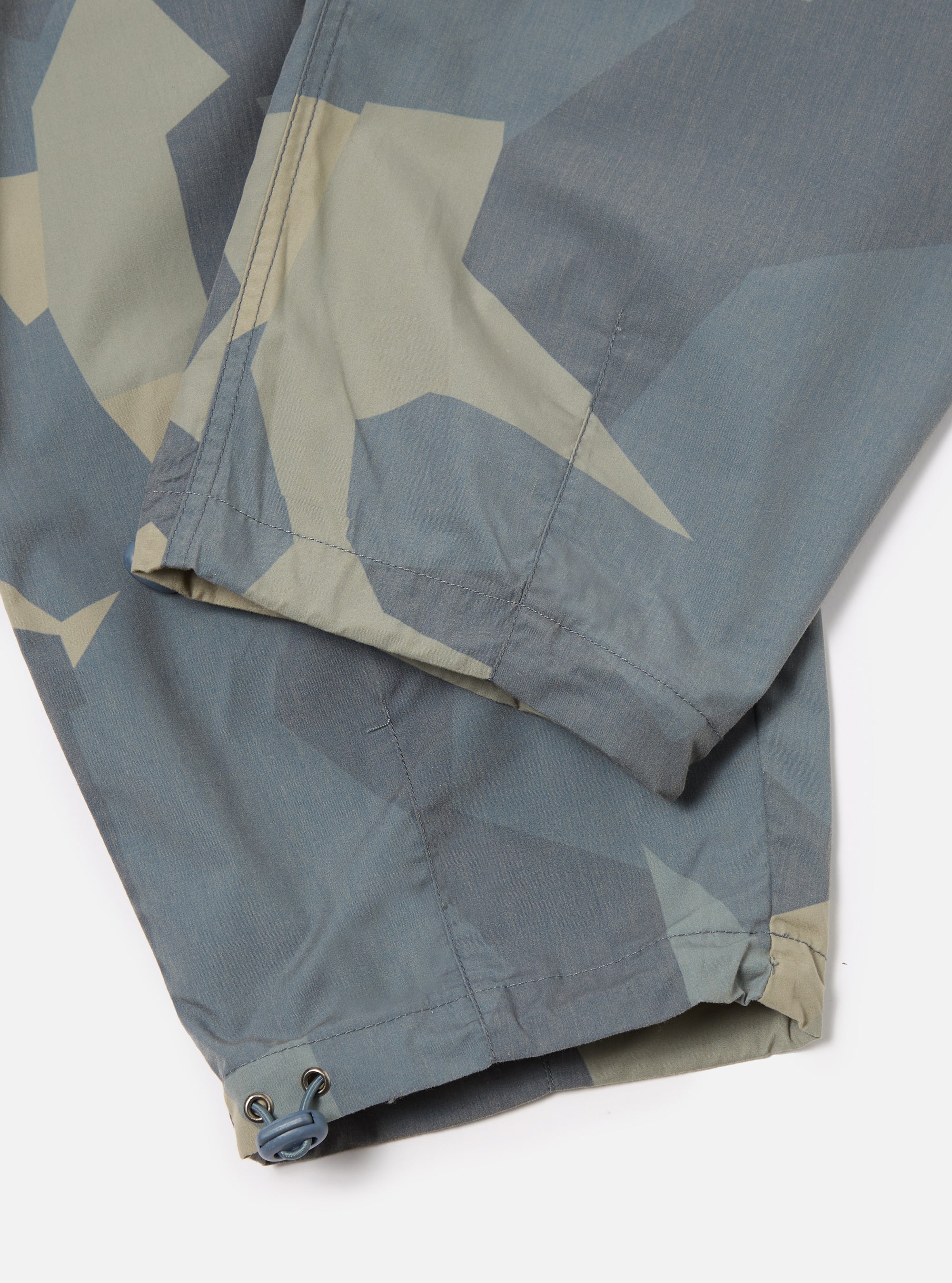 master-piece x Universal Works Loose Pilot Trouser in Blue Camo Printed Recycled Polytech