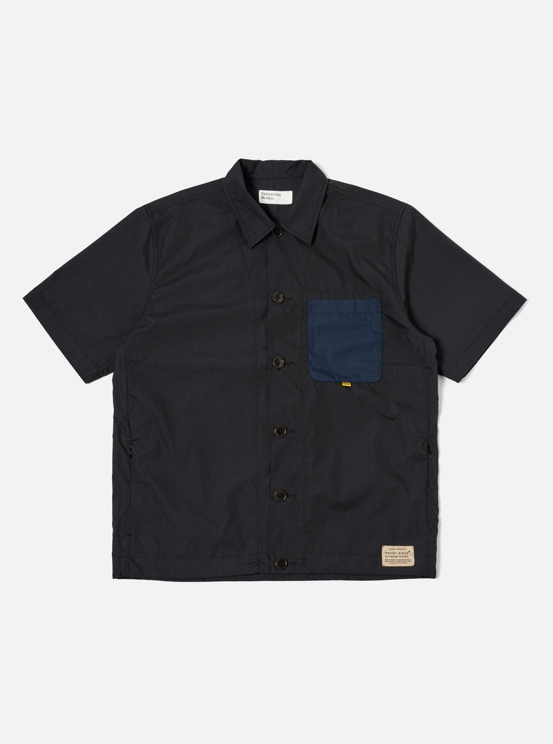 master-piece x Universal Works Tech Overshirt in Black Recycled Polytech