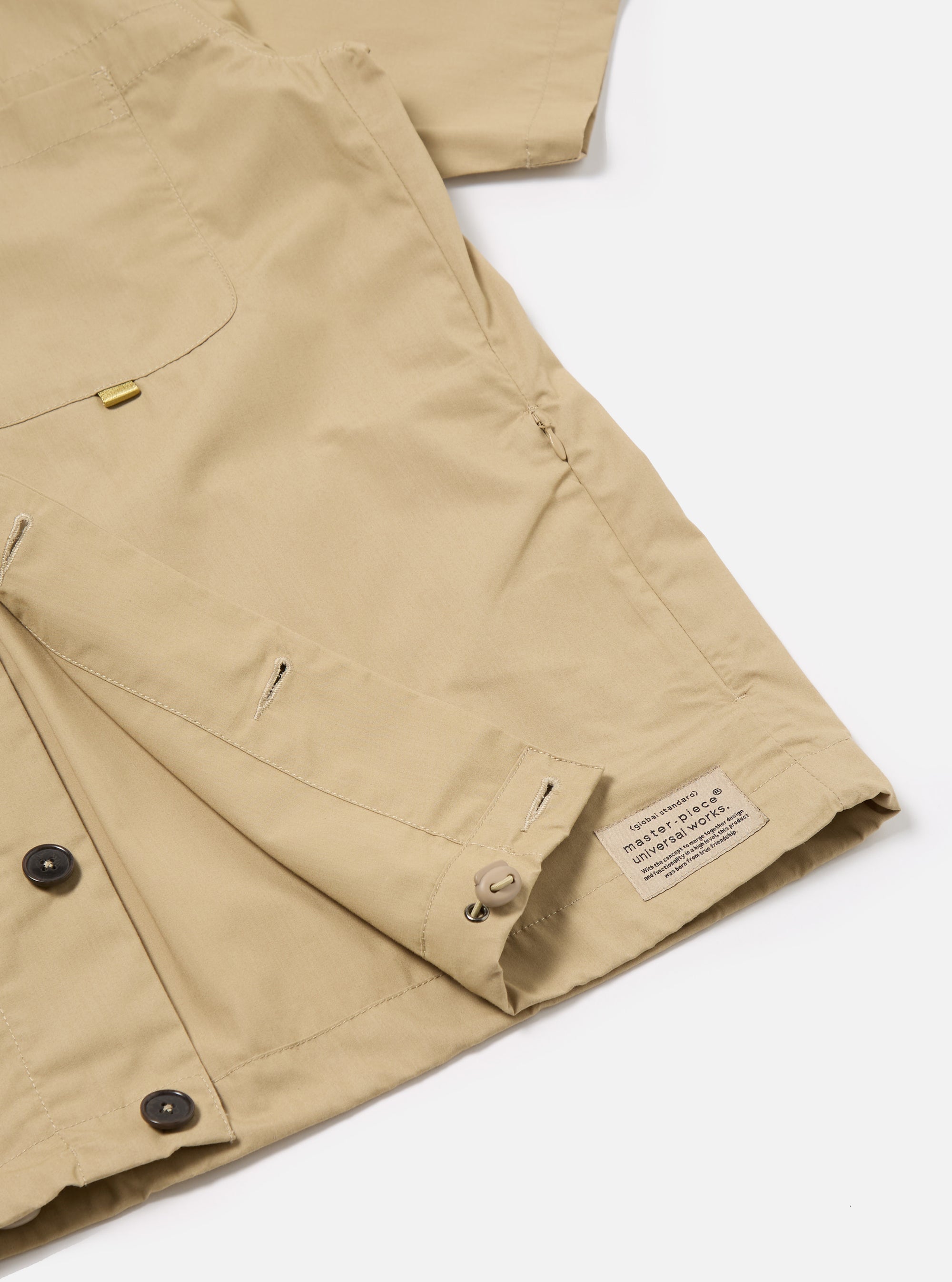 master-piece x Universal Works Tech Overshirt in Sand Recycled Polytech