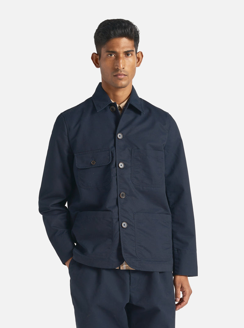 Universal Works Merchant Jacket in Navy Brushed Polytech