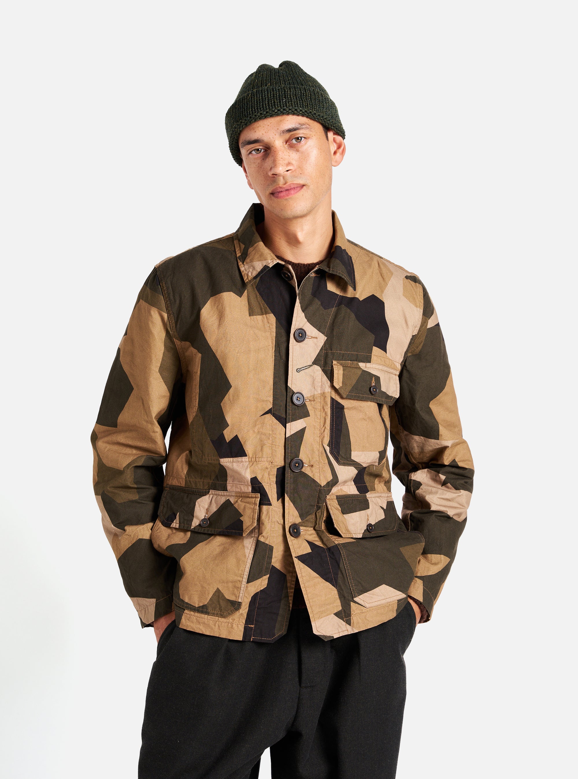 Universal Works Utility Jacket in Brown Swedish Camo