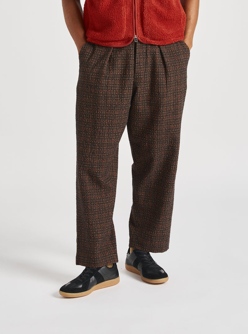 Universal Works Oxford Pant in Black/Olive Albuquerque Check