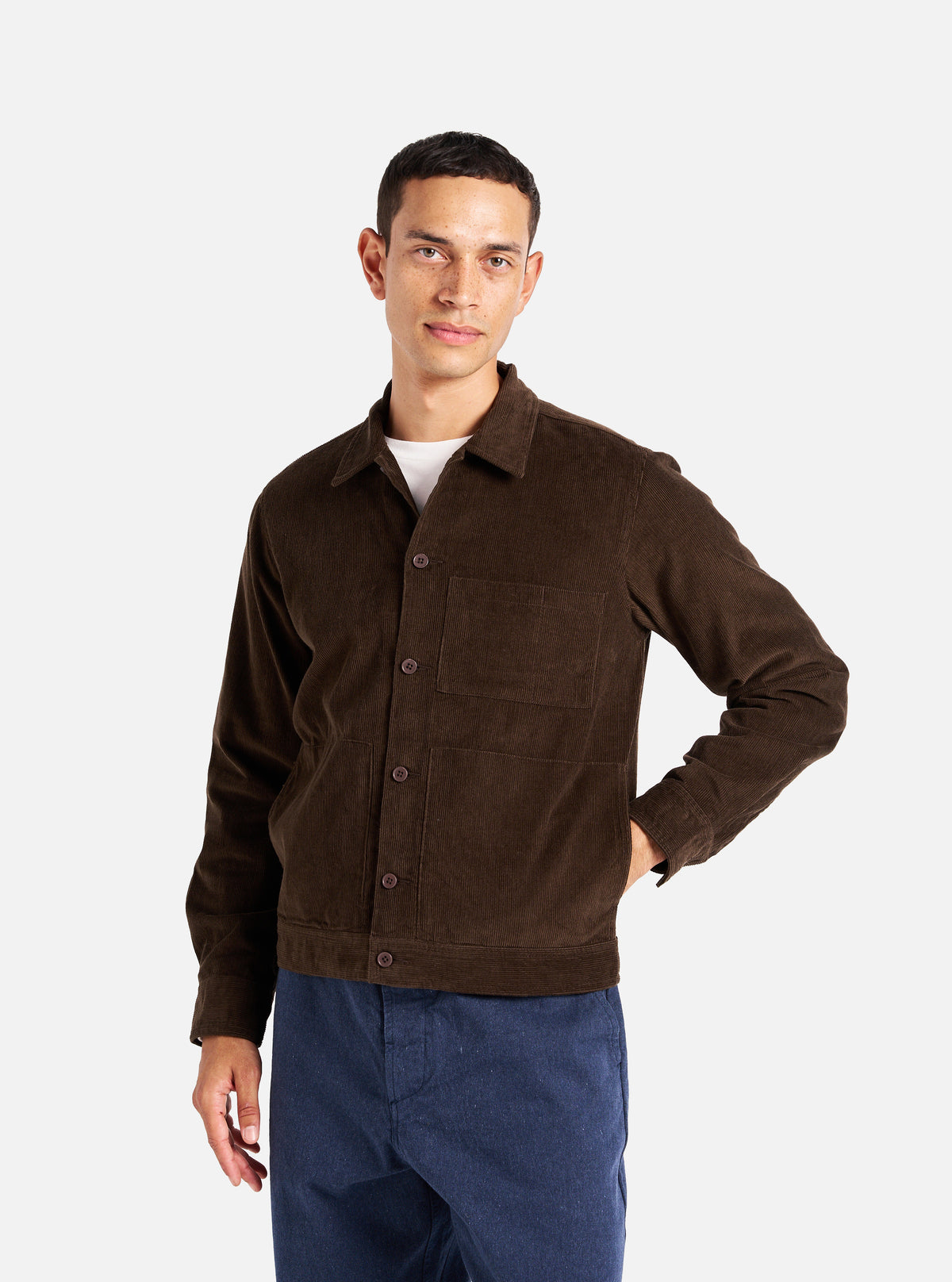 Universal Works Uniform Jacket in Brown Fine Cord