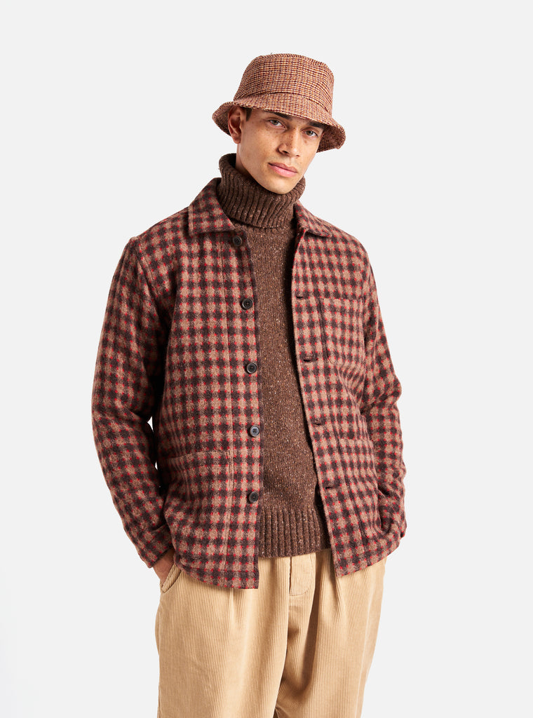 Universal Works Bakers Overshirt in Brown Wool Alpaca Mix